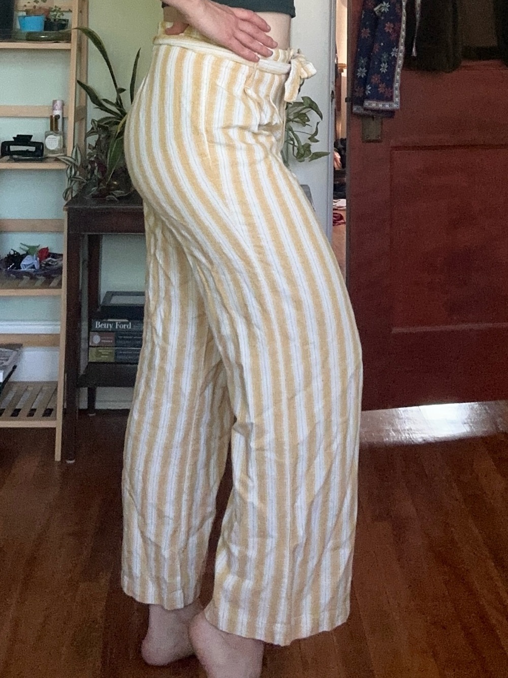 Harper Yellow and White Striped Wide Leg Pants